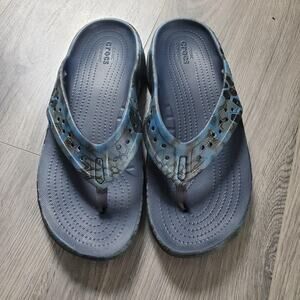 Crocs Shoes Mens Size 8 Blue Kryptek Neptune Flip Flops Sandals Camo Comfort